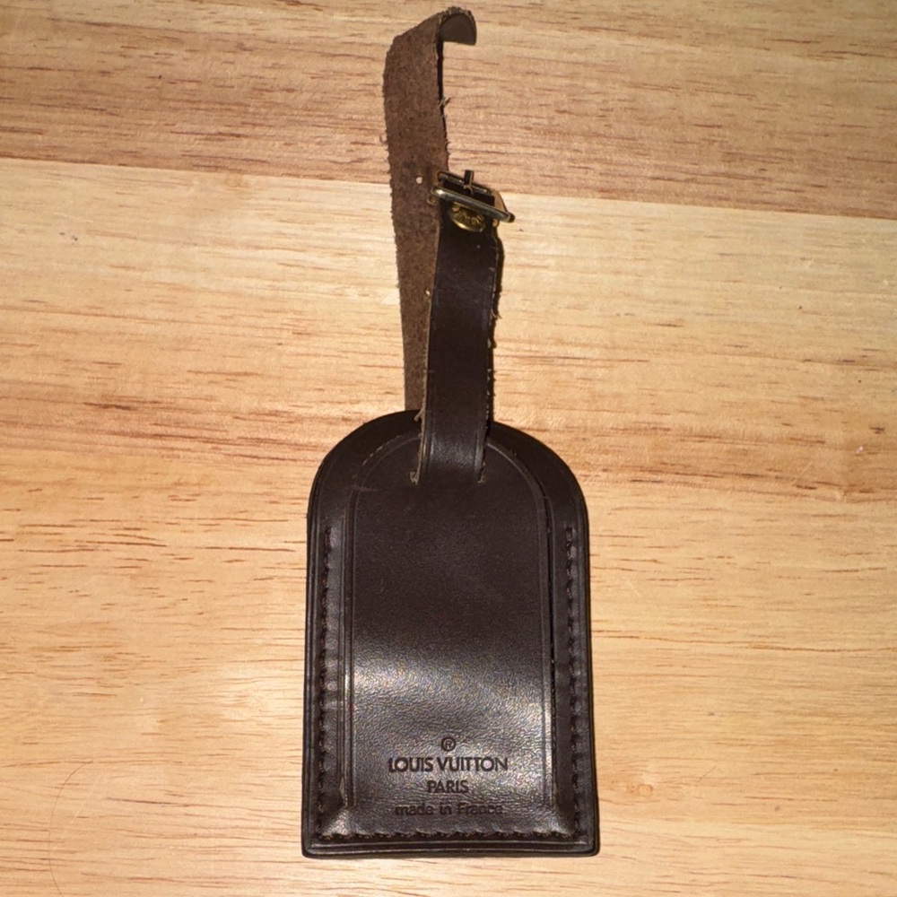 Louis Vuitton ebene Leather Luggage Tag purse charm travel accessorie